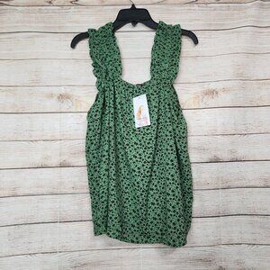 New With Tags Pretty Garden Green Boho Floral Tank Blouse Size Medium